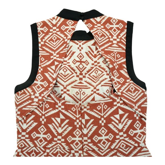 Nameless Contempo Casual Tribal Print Heavy Linen Open Back Woven Dress Sz Small - Picture 6 of 6